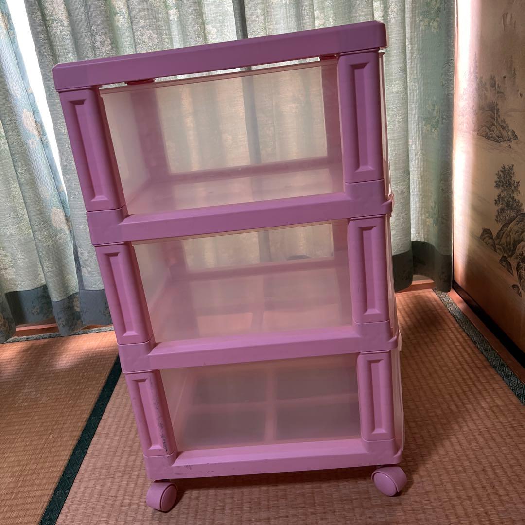 佳佳⭐︎【即日発送可能お値下げ】ハローキティ⭐︎3段収納ケース ピンク⭐︎美品