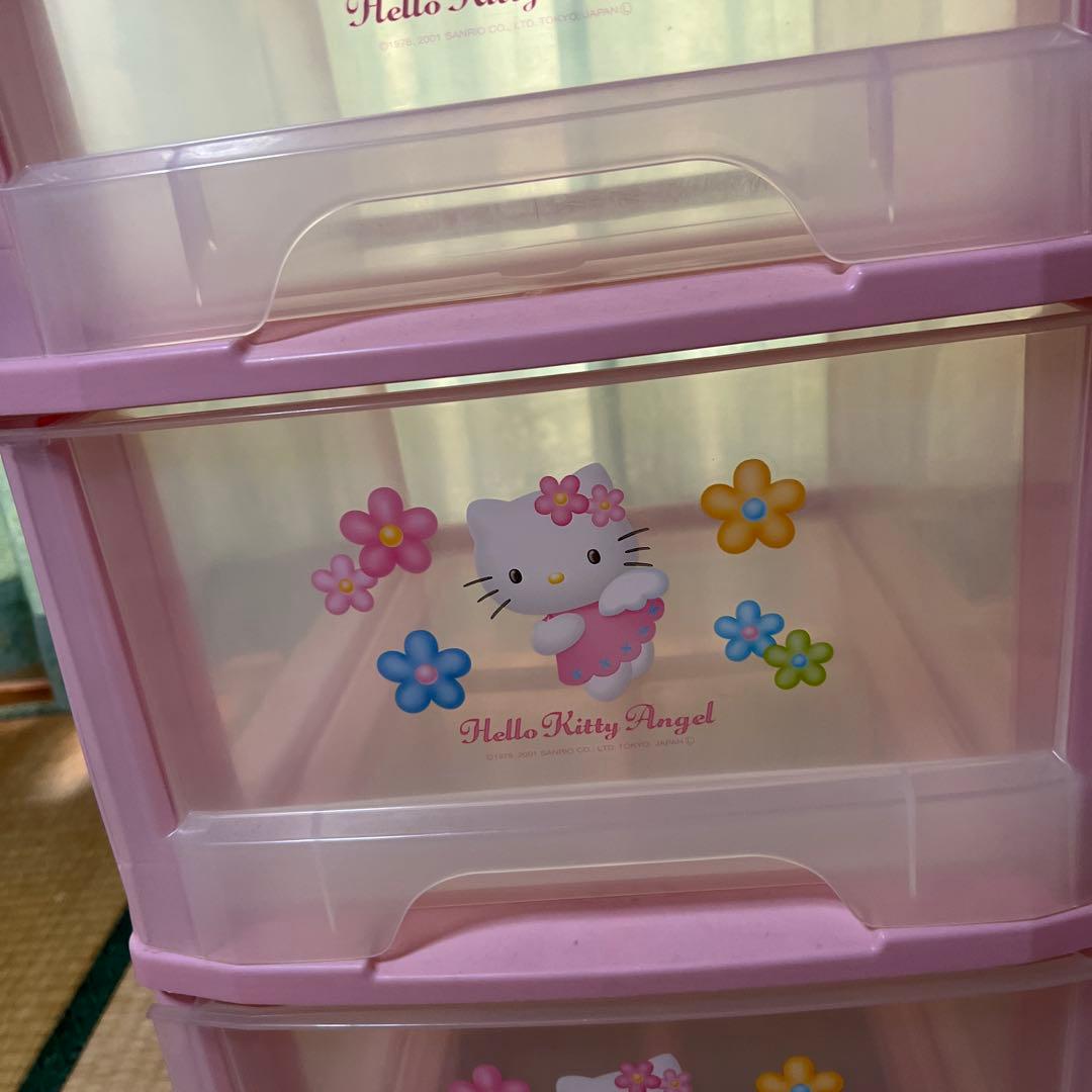 佳佳⭐︎【即日発送可能お値下げ】ハローキティ⭐︎3段収納ケース ピンク⭐︎美品