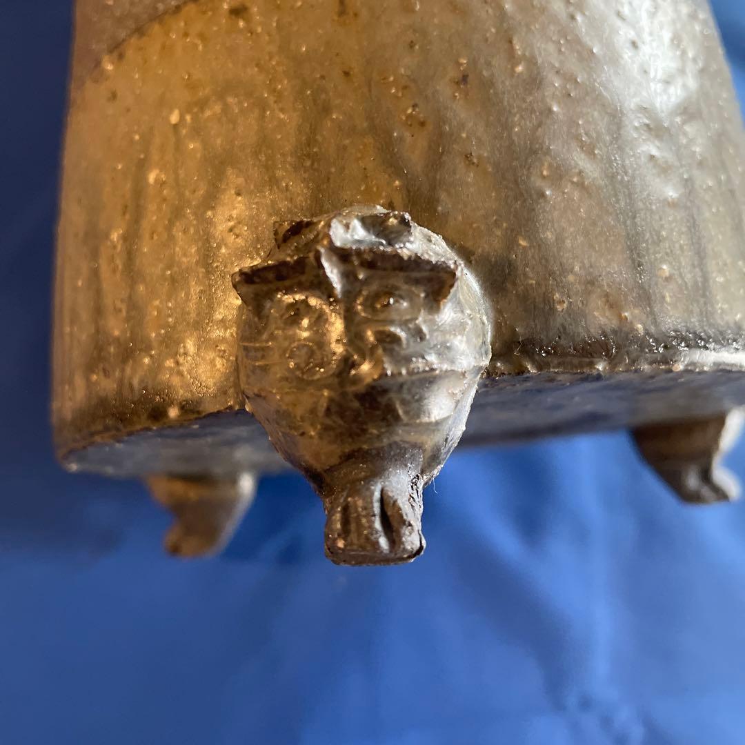 珍品　獣足花瓶　名工吉川充作