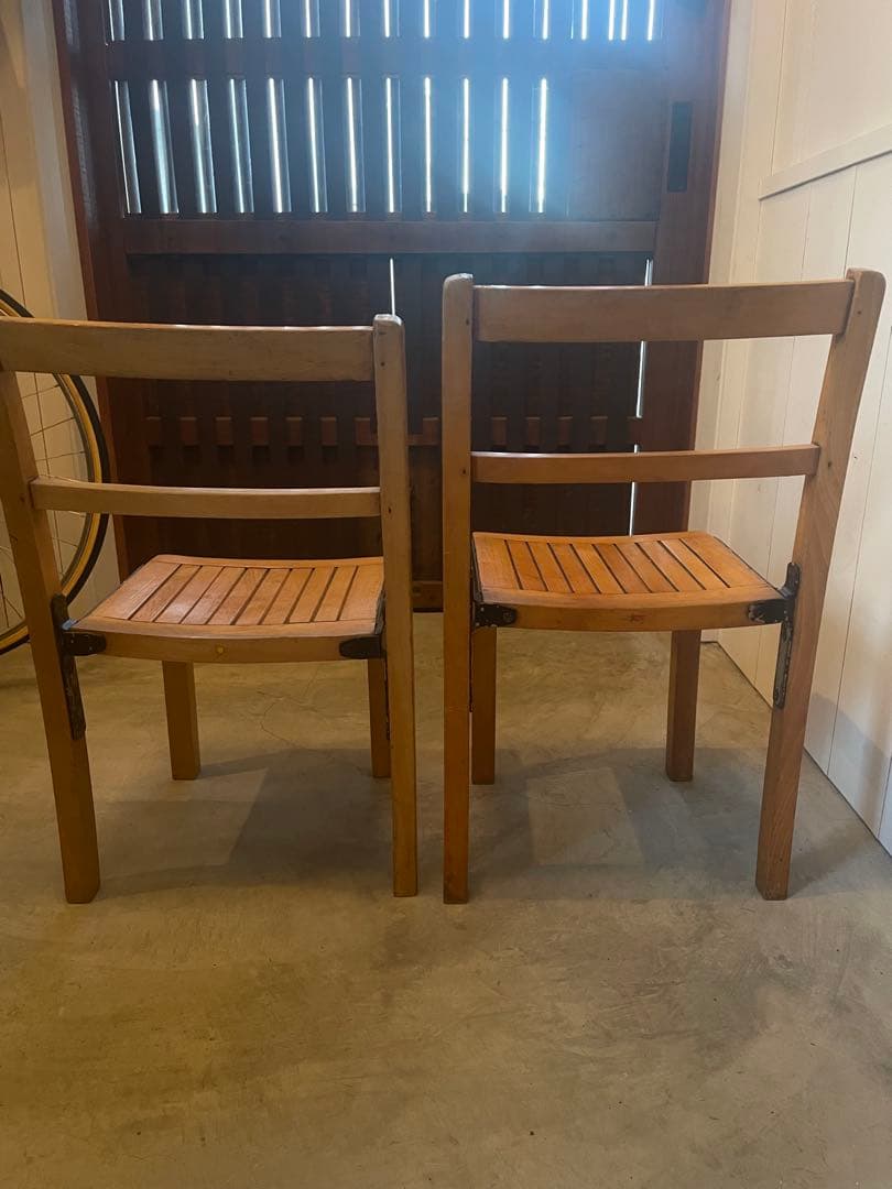 値下！フランス ヴィンテージ キッズチェア 2脚 木製 子供椅子 アンティーク