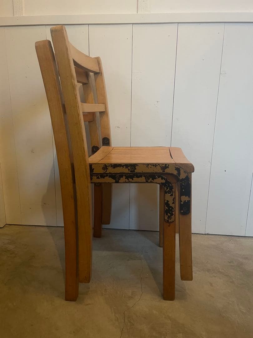 値下！フランス ヴィンテージ キッズチェア 2脚 木製 子供椅子 アンティーク