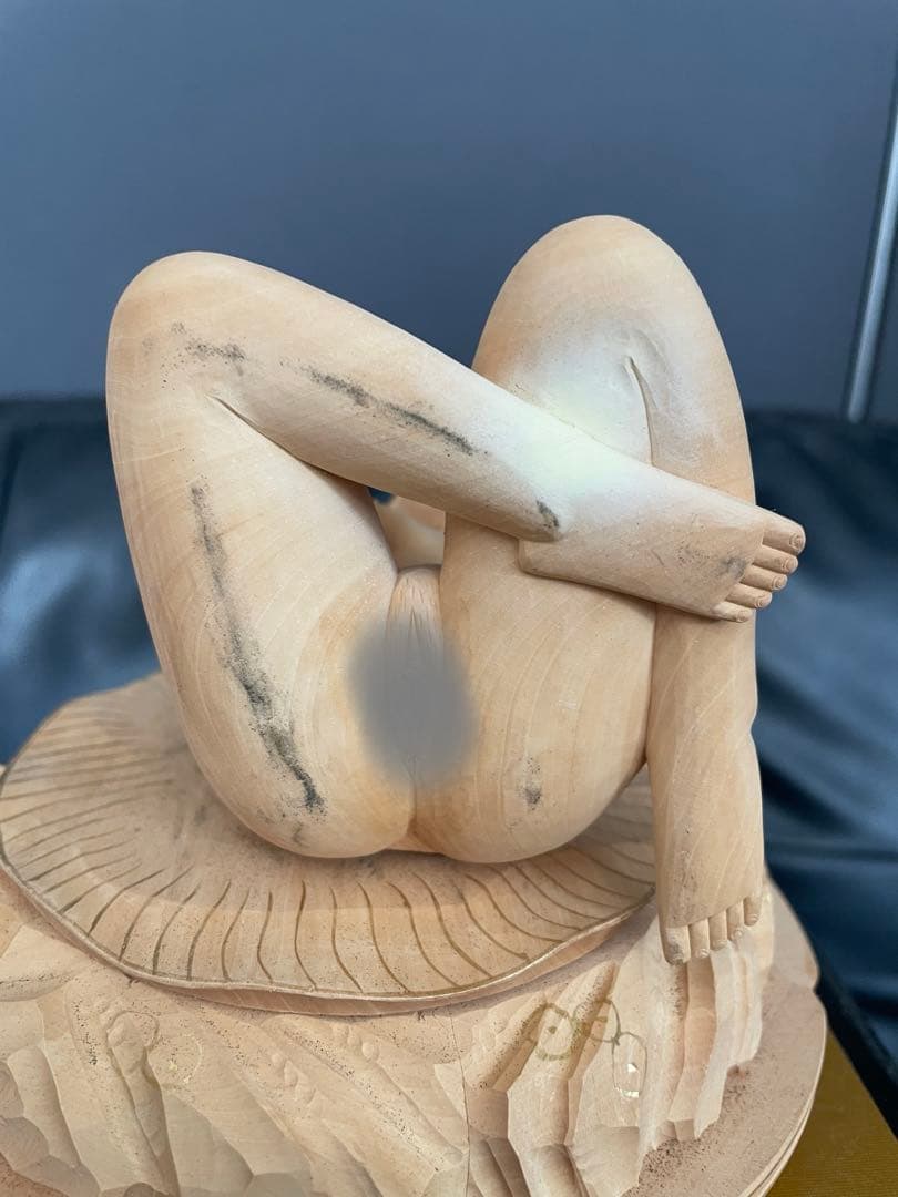 美品弁財天 弁天様 琵琶 木彫り 木製 彫刻 七福神 置物 インテリア ヌード