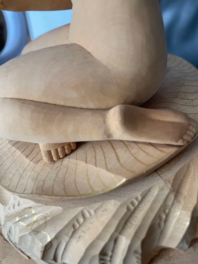 美品弁財天 弁天様 琵琶 木彫り 木製 彫刻 七福神 置物 インテリア ヌード