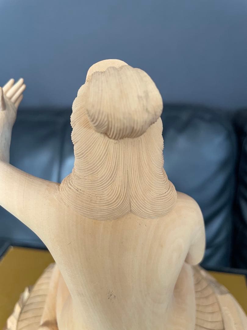 美品弁財天 弁天様 琵琶 木彫り 木製 彫刻 七福神 置物 インテリア ヌード