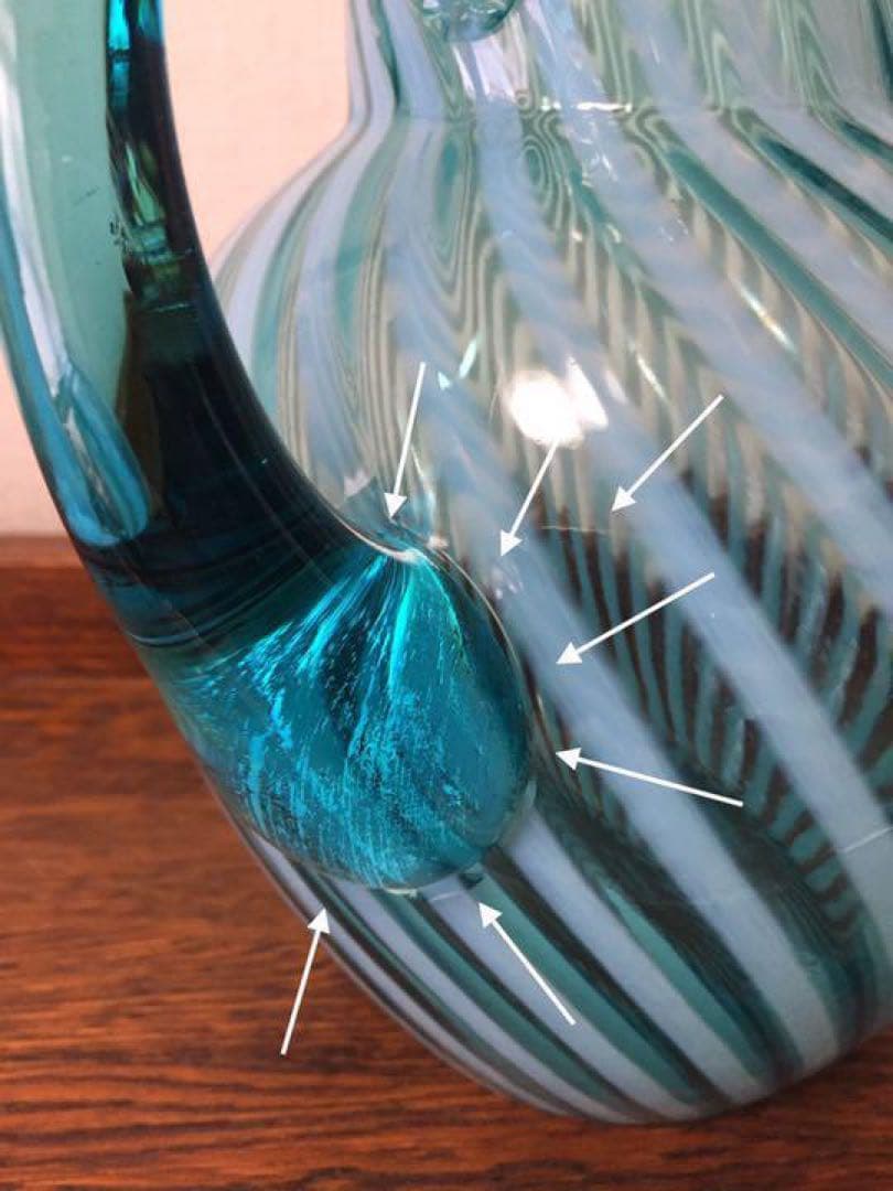 ＊訳ありビンテージ☆ガラス花瓶フラワーベース渦巻き模様 フェントン＊ヒビ割れ多数