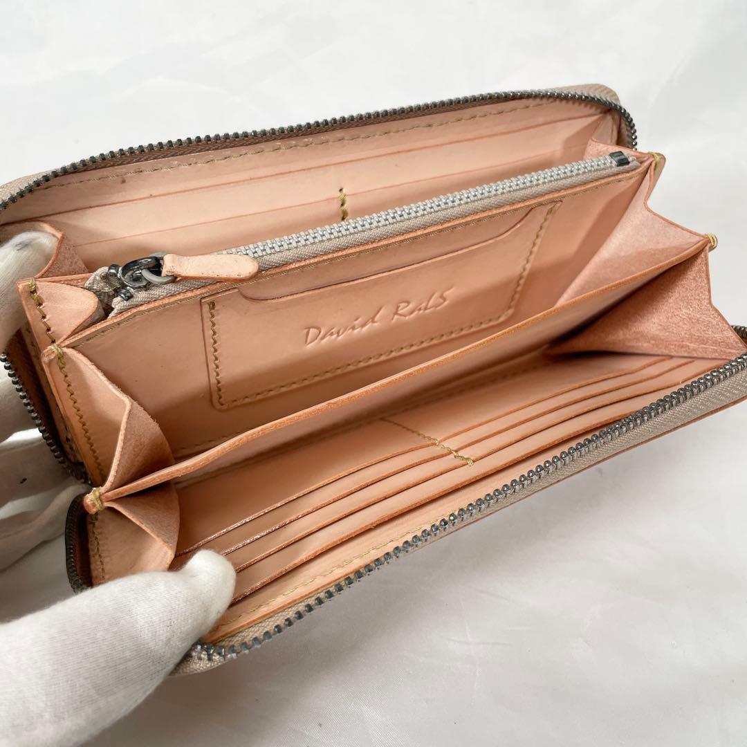 【新品】財布 長財布 レザー 本革 ラウンドファスナー ナチュラル カービング