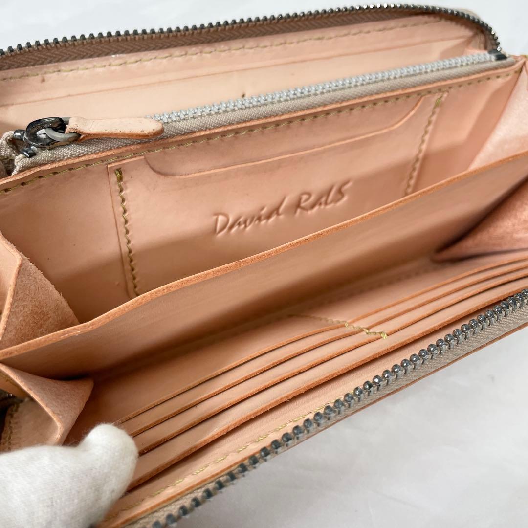 【新品】財布 長財布 レザー 本革 ラウンドファスナー ナチュラル カービング