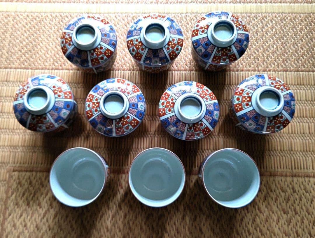 【有田焼 彩窯】和風模様の陶器茶碗蒸容器 10個セット★