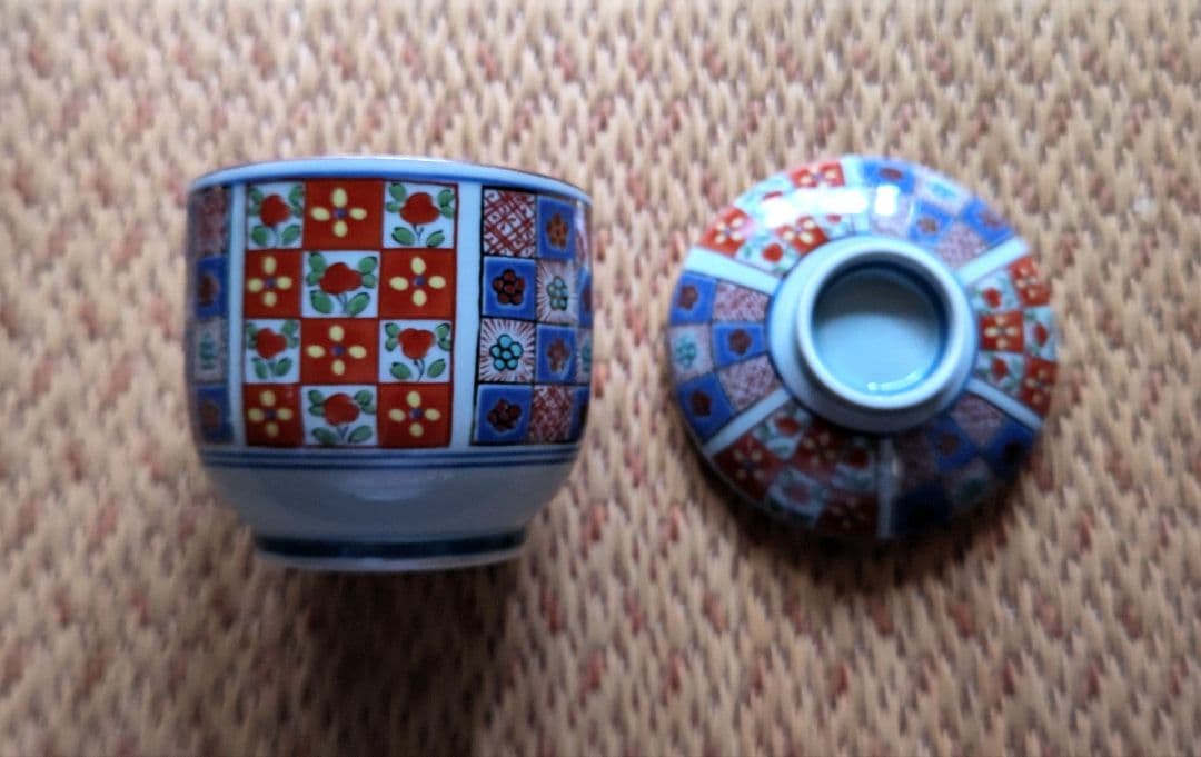 【有田焼 彩窯】和風模様の陶器茶碗蒸容器 10個セット★