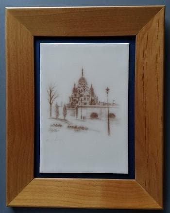 陶画用紙 (低温用)と、下絵用パステルと額の、３種セット販売