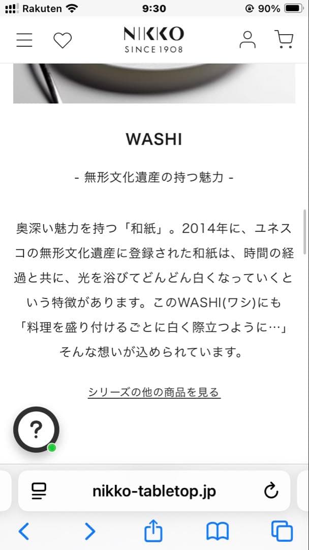 NIKKO 高級ライン　WASHI(和紙)25.5cmプレート6枚セット