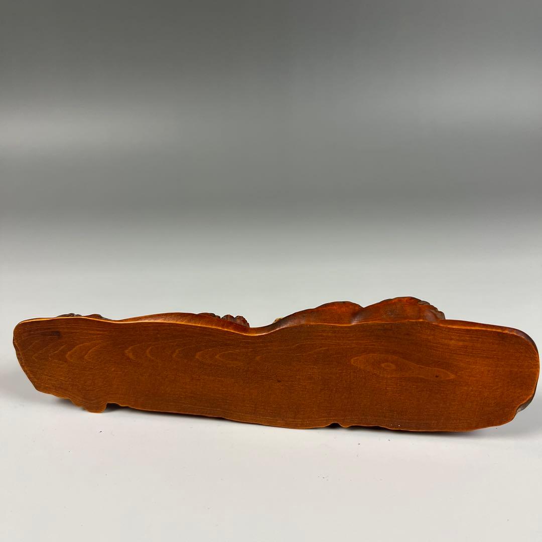 木製 山岳風景 彫刻 約14.5cm