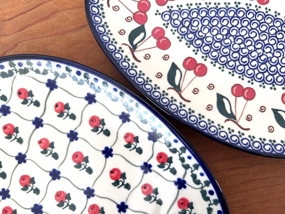 ポーリッシュポタリー　ミレナ　たまご型プレート　2枚