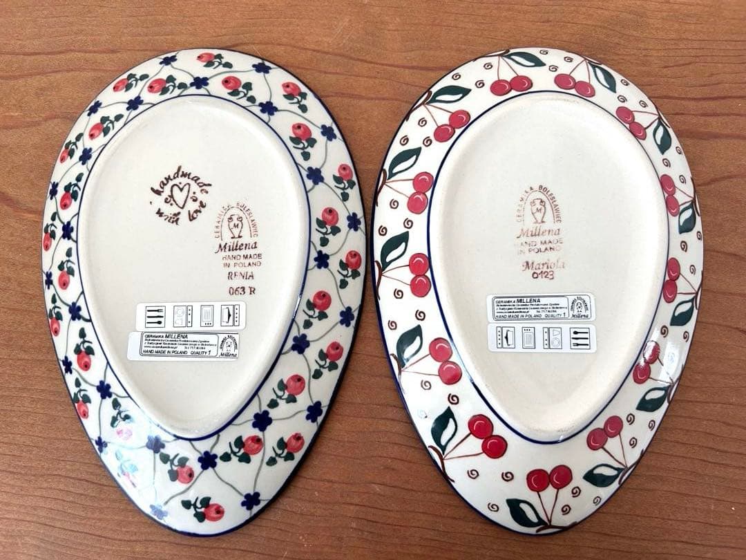 ポーリッシュポタリー　ミレナ　たまご型プレート　2枚