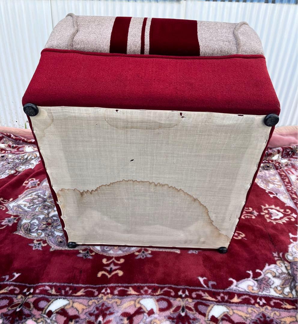 【アンティーク】ベロアストライプソファ 1人掛けソファ 昭和レトロ 古家具