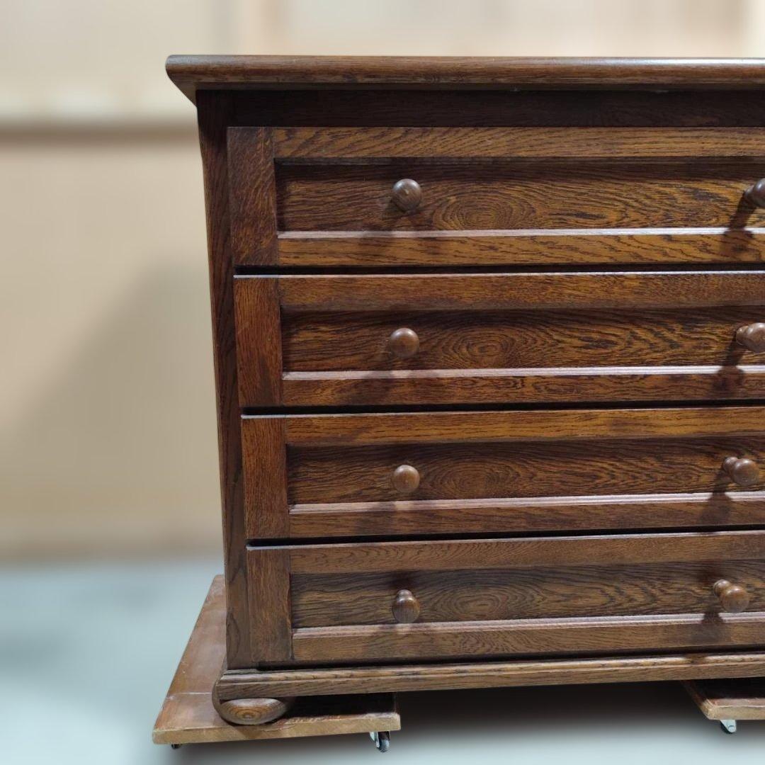 雰囲気抜群 アンティーク調 木製 4段チェスト 整理タンス カントリー
