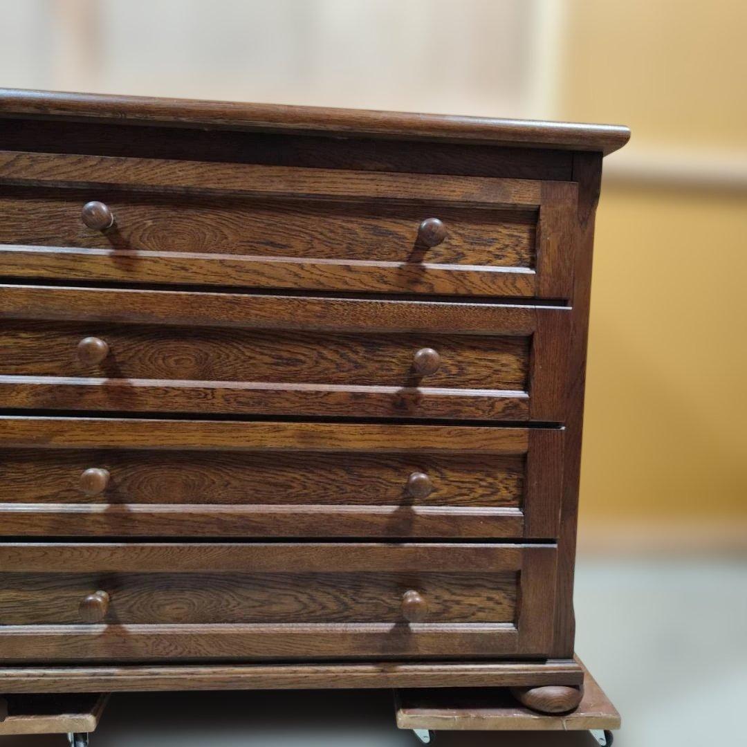 雰囲気抜群 アンティーク調 木製 4段チェスト 整理タンス カントリー