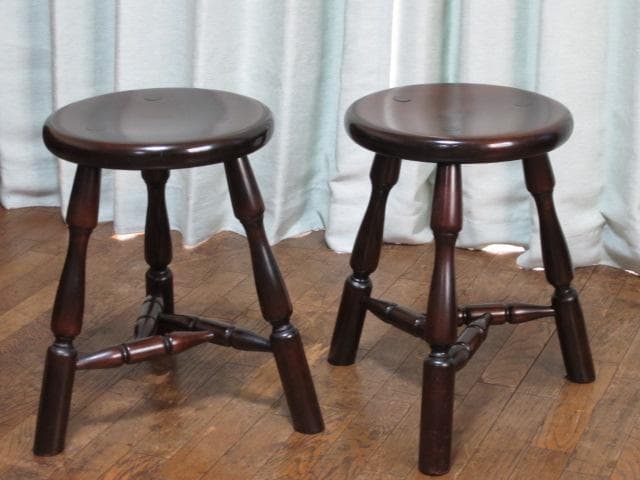 松本民芸家具 ミズメザクラ 無垢材 三脚スツール a/丸椅子/丸イス/チェア