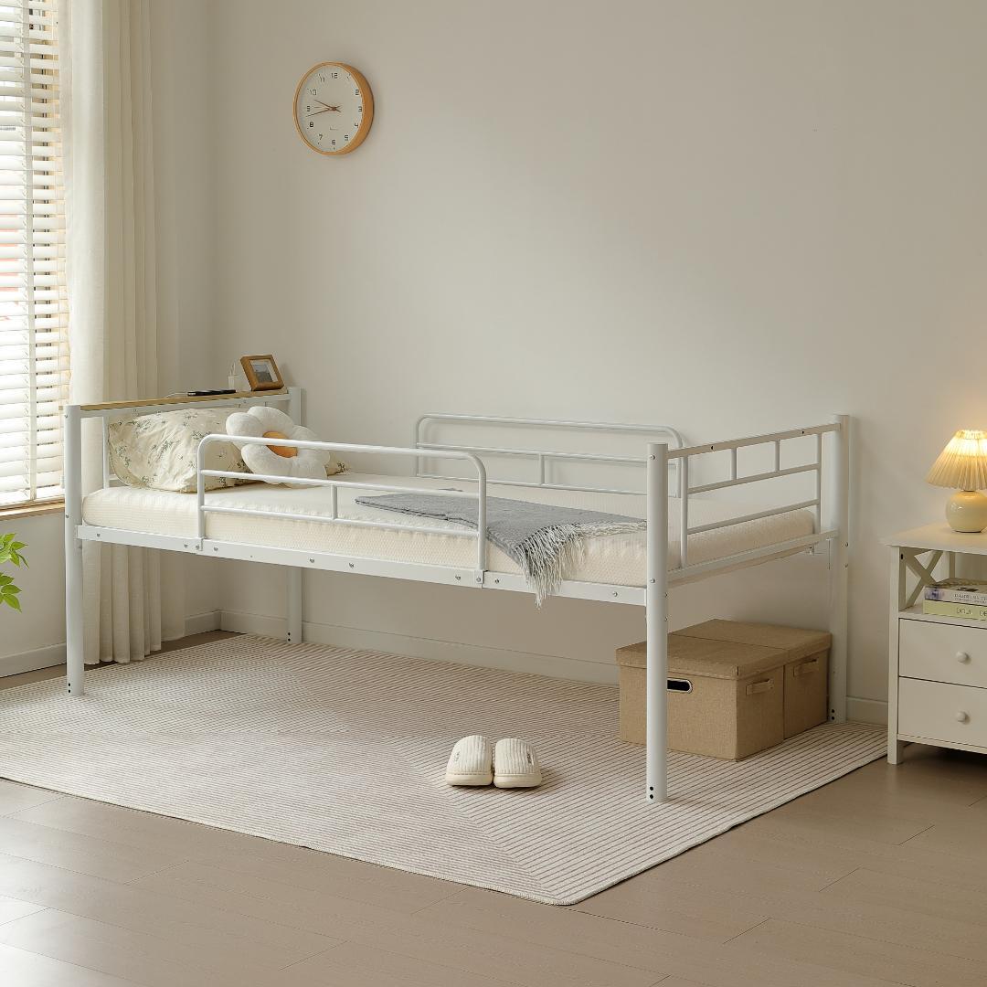 ロフトベッド パイプベッド シングル コンセント付き 高さ170cm White