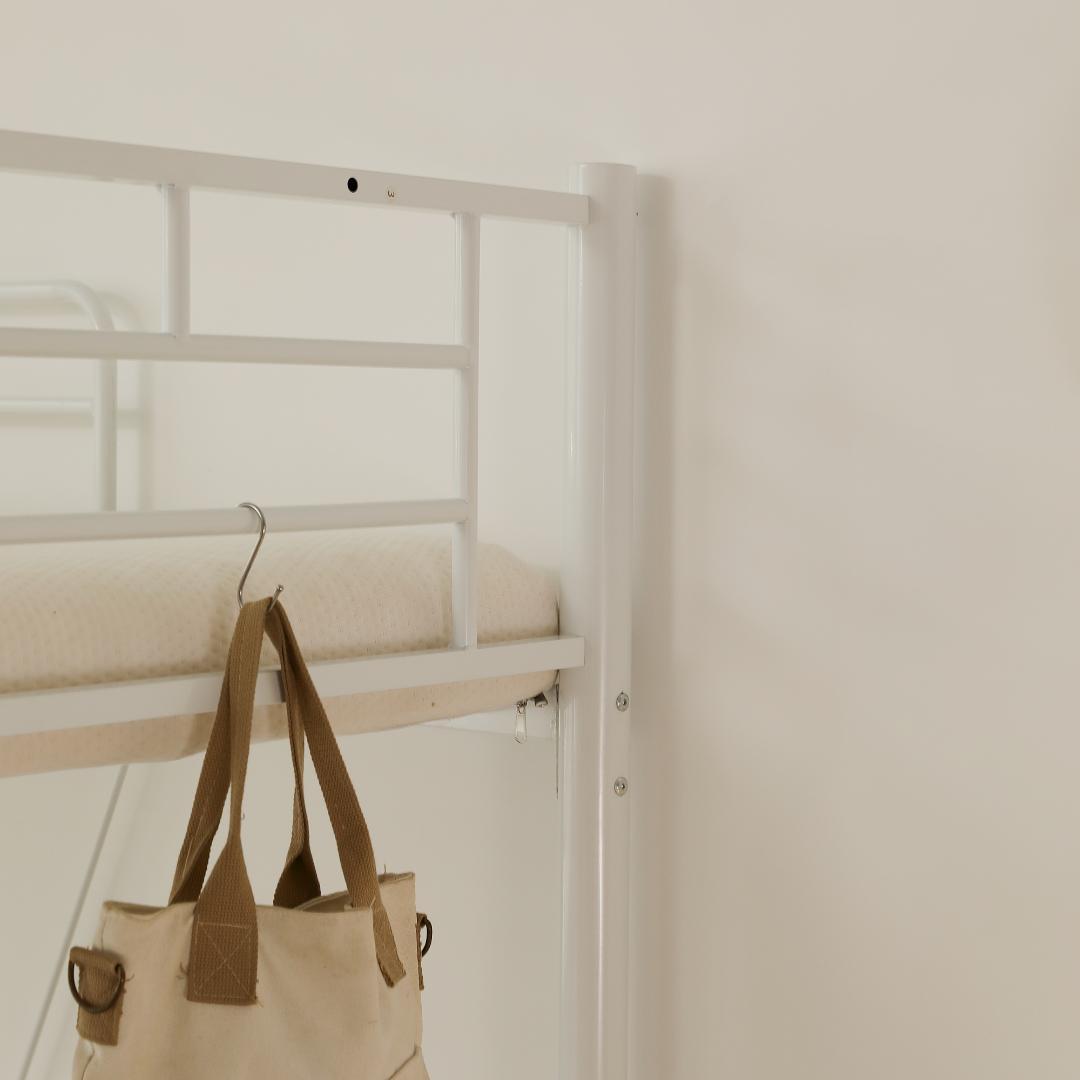 ロフトベッド パイプベッド シングル コンセント付き 高さ170cm White