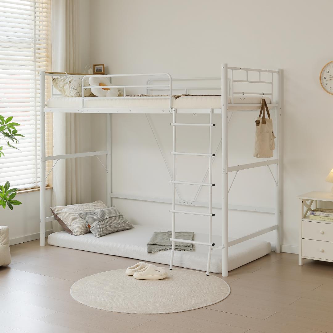 ロフトベッド パイプベッド シングル コンセント付き 高さ170cm White