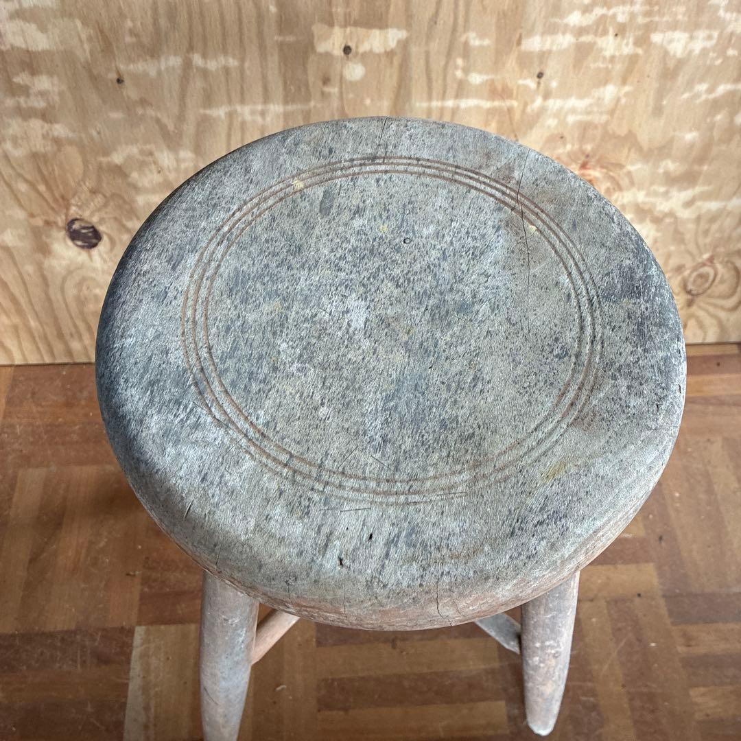 木製スツール 円形座面 X型補強