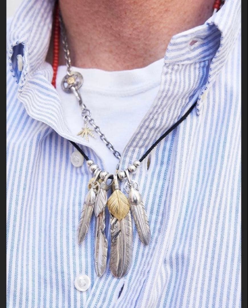 全金 グラス ネックレス トップ フェザー ハンドメイド ノーブランド