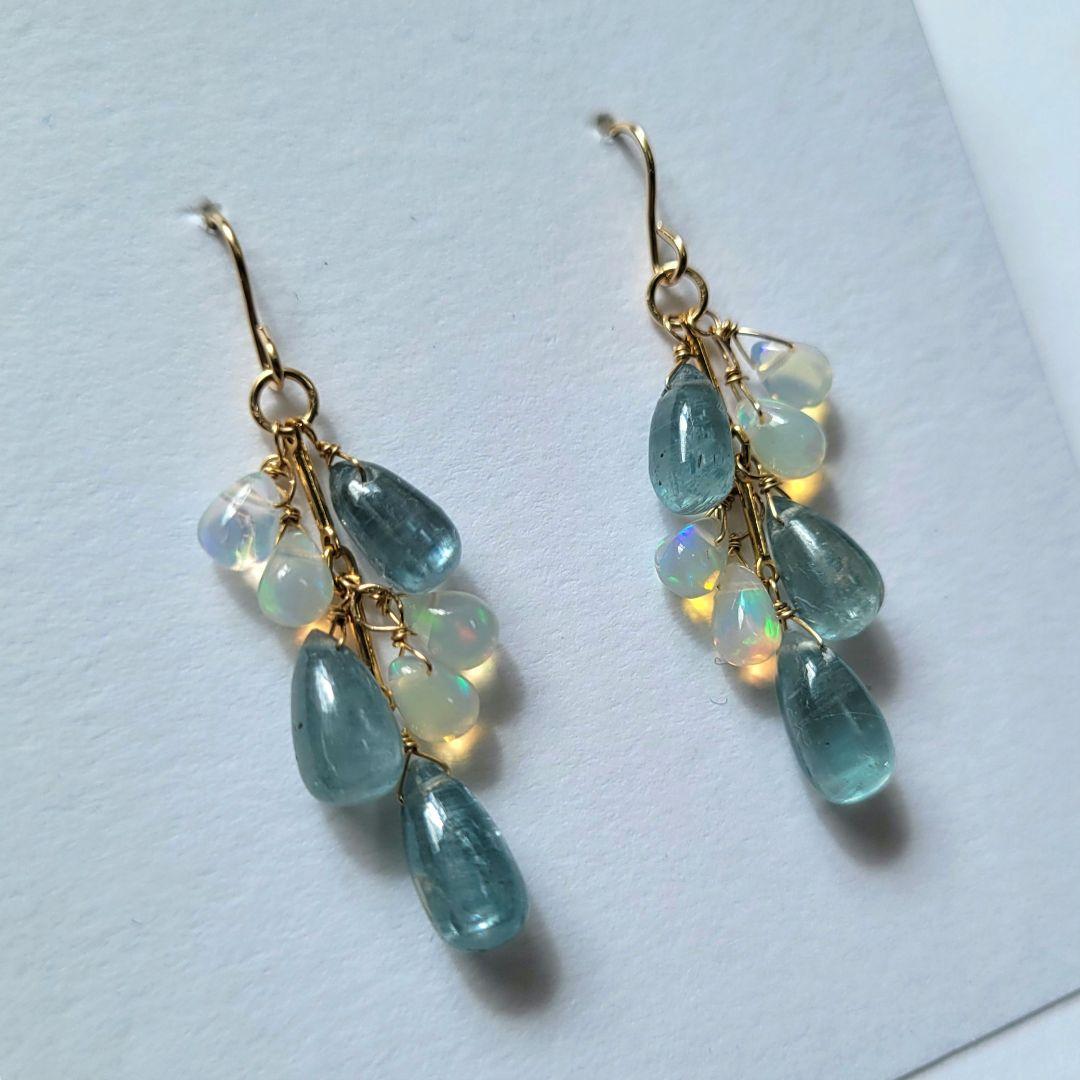 専用 アクアカイヤナイト オパール ピアス