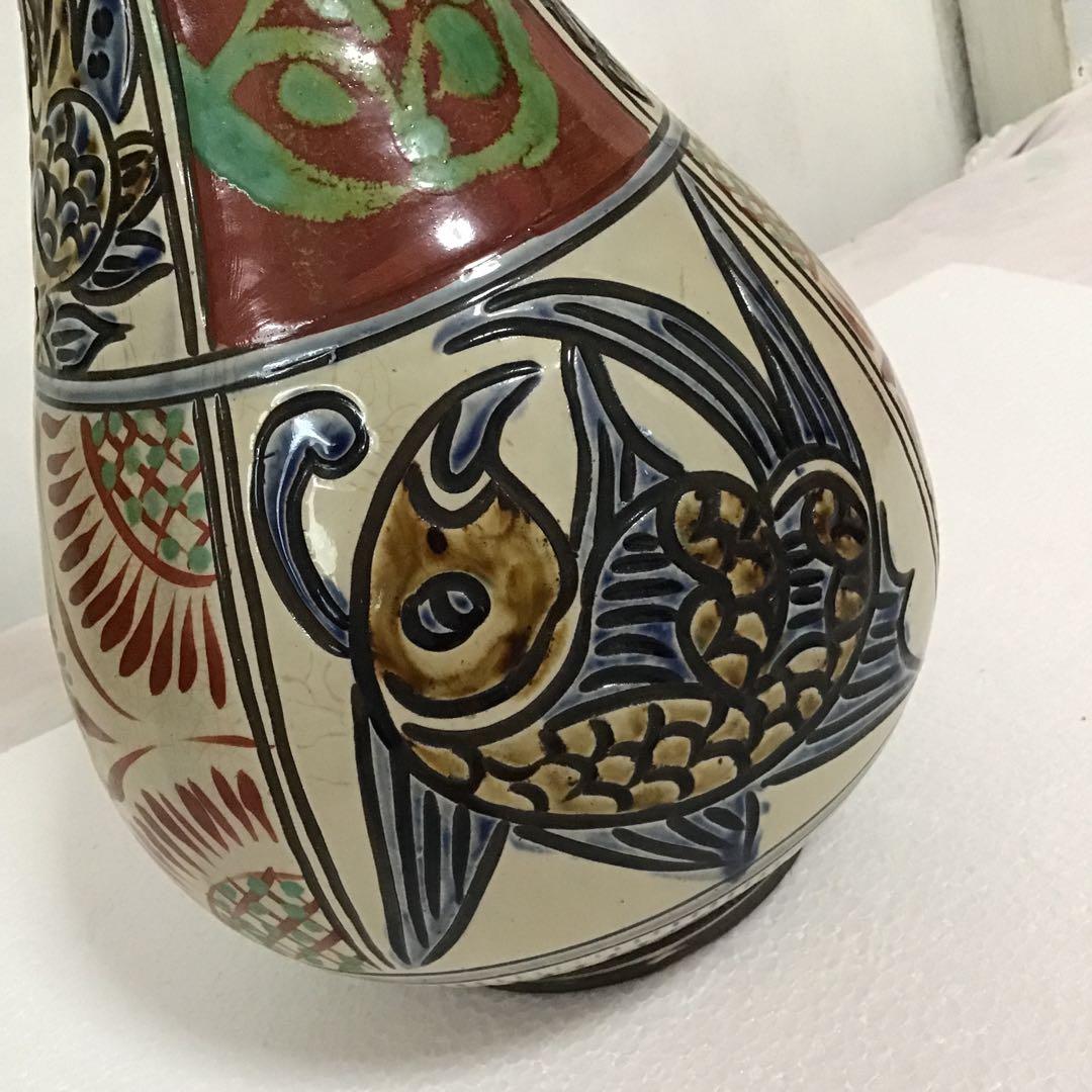 沖縄　壺屋焼　新垣勲氏　特大壺　44cm