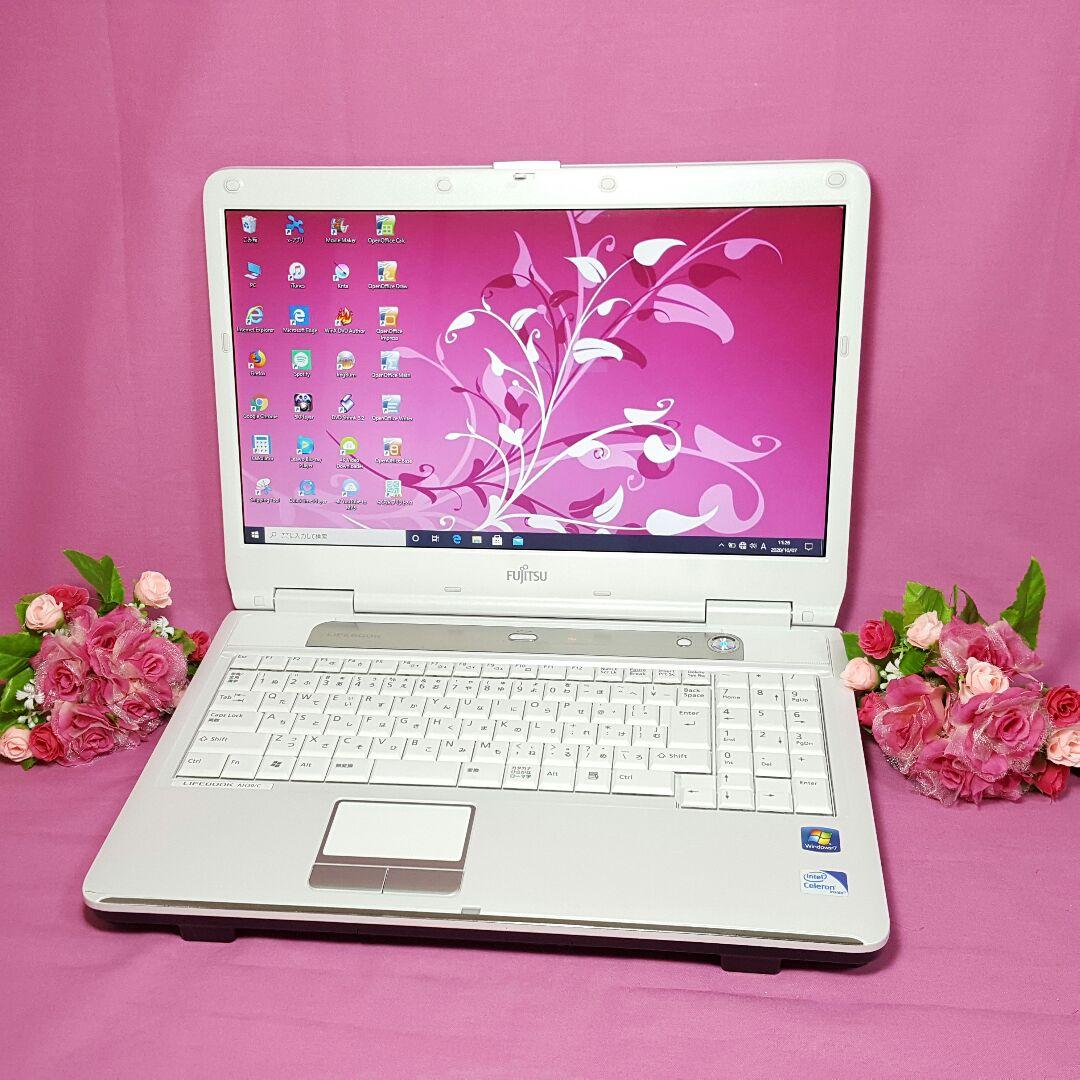 ホワイト✲美品BIBLO✲大容量✧メモリ4G✧HDMI✧テンキ✧オフィス