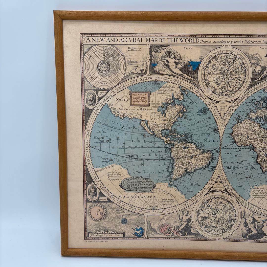 1627年 世界地図 古地図 ポスター 額 Rand MqNally