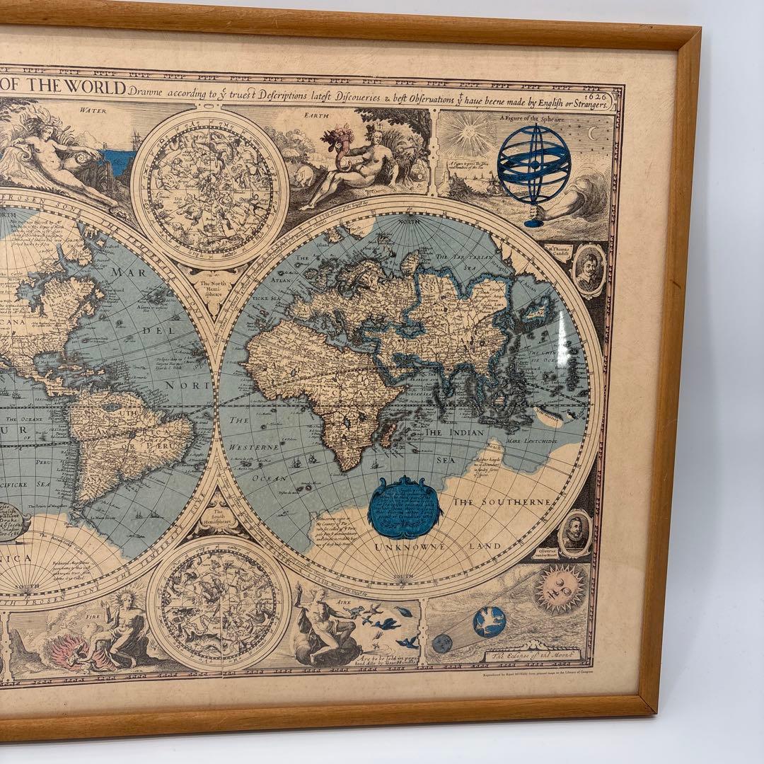 1627年 世界地図 古地図 ポスター 額 Rand MqNally
