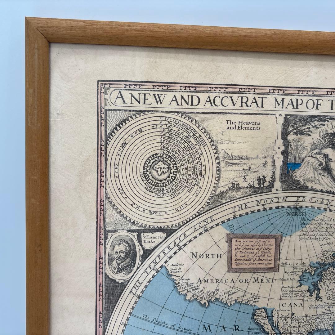 1627年 世界地図 古地図 ポスター 額 Rand MqNally