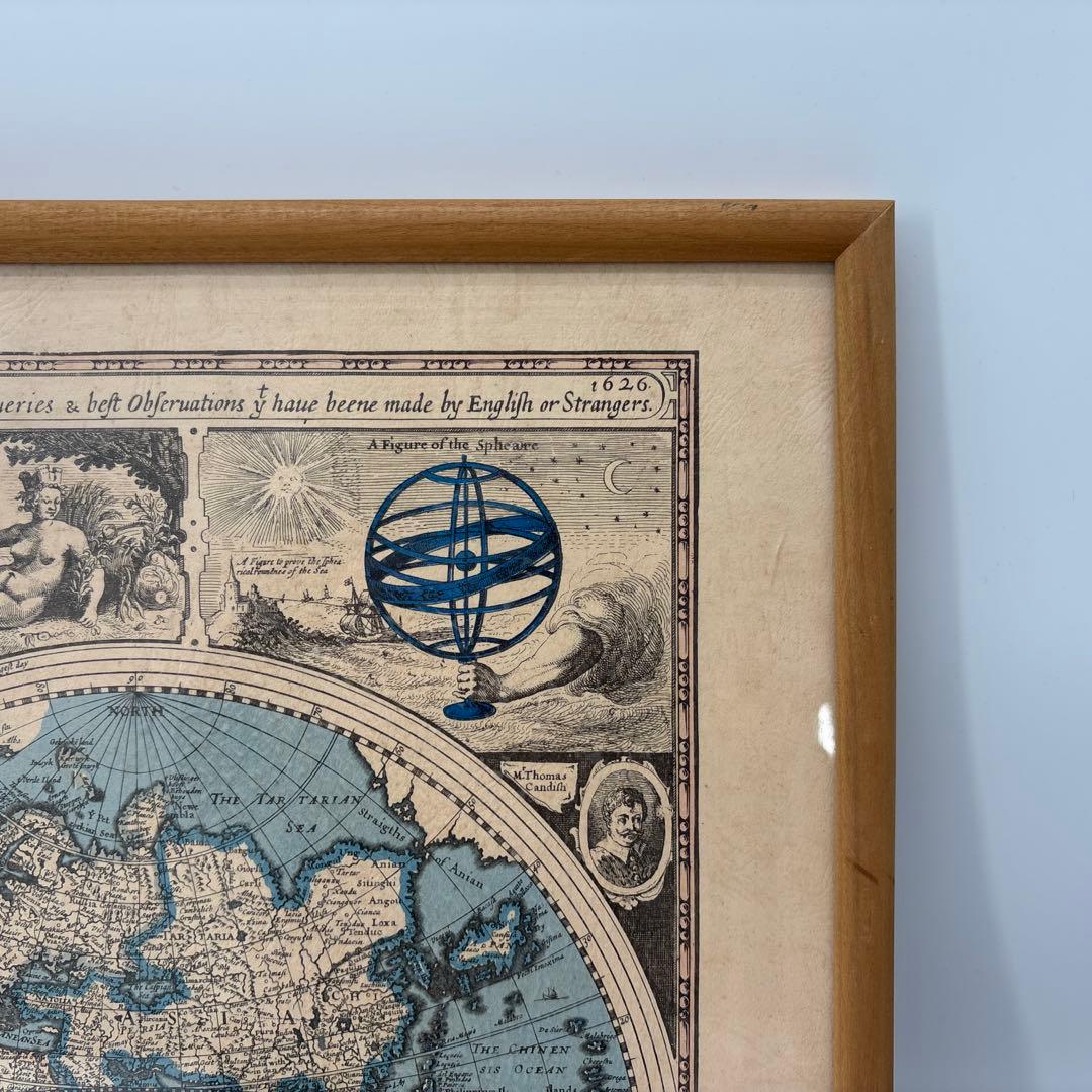 1627年 世界地図 古地図 ポスター 額 Rand MqNally