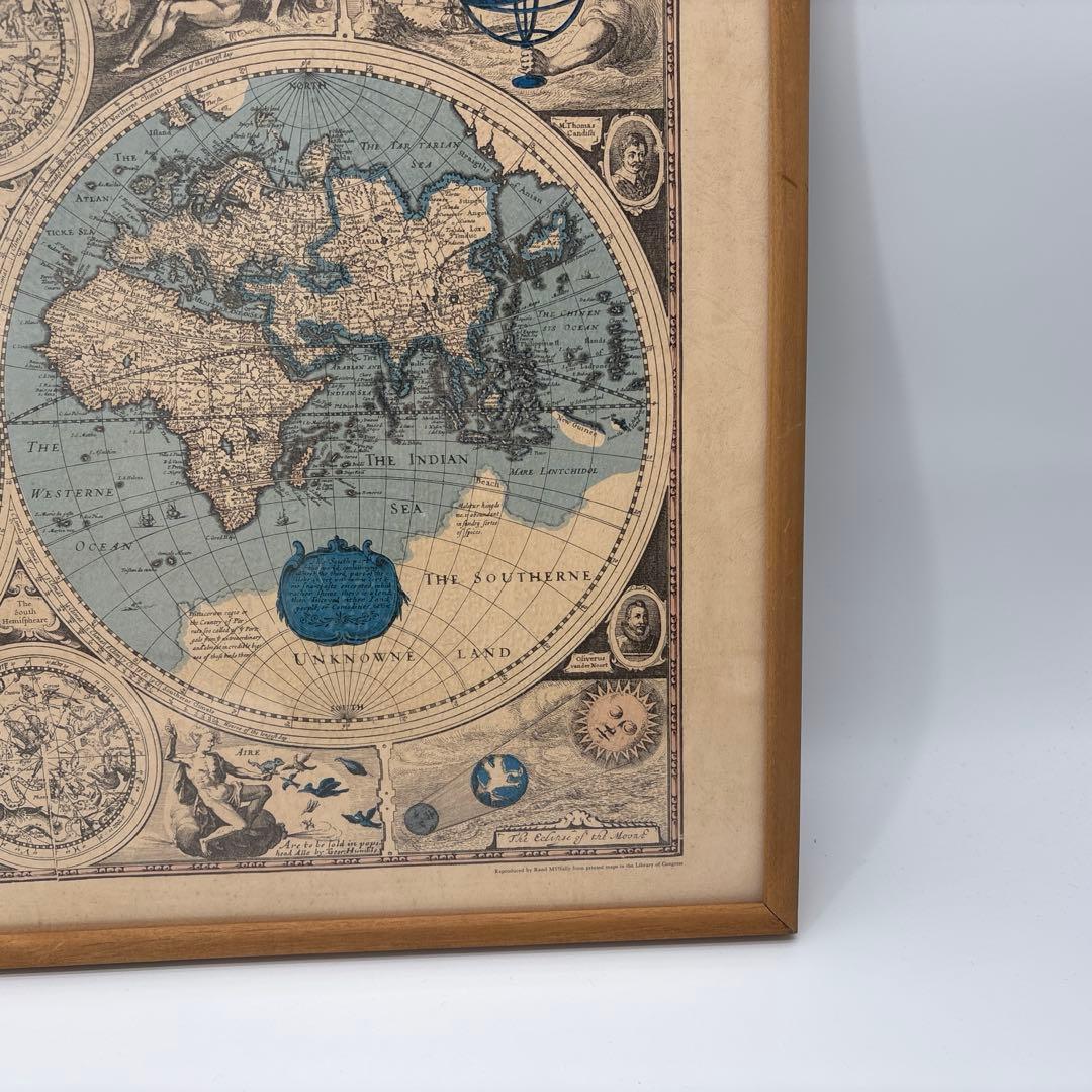 1627年 世界地図 古地図 ポスター 額 Rand MqNally