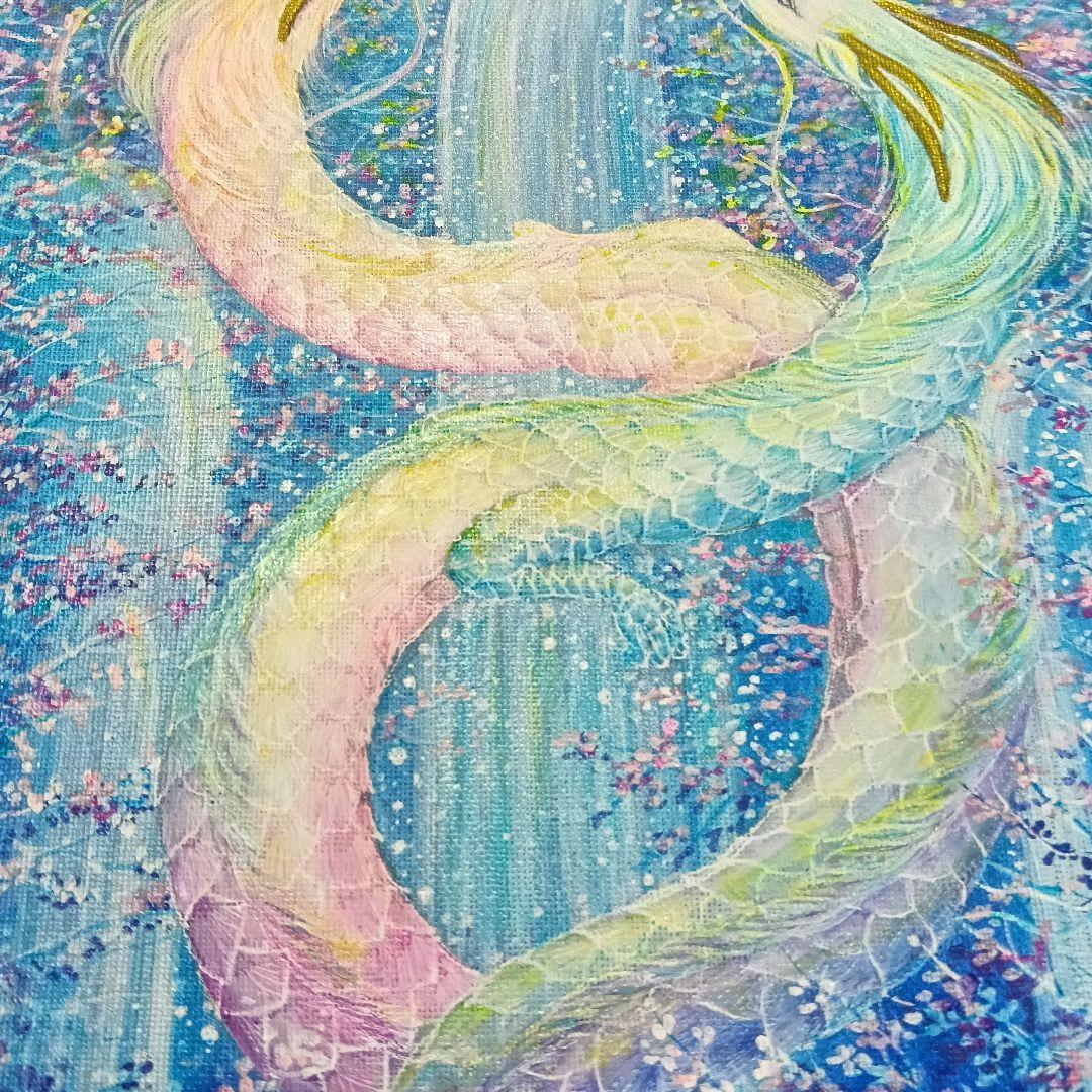 No.505 F4キャンバス　原画　アクリル絵画　龍神絵画　開運絵画　双龍