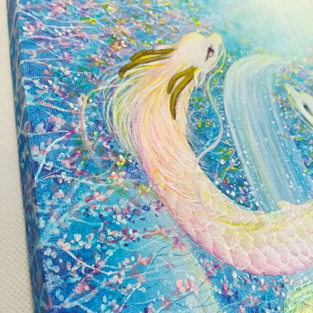 No.505 F4キャンバス　原画　アクリル絵画　龍神絵画　開運絵画　双龍