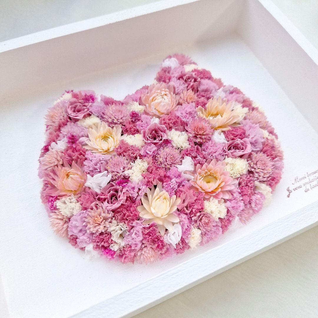 ピンク系ねこちゃんドライフラワーボックス