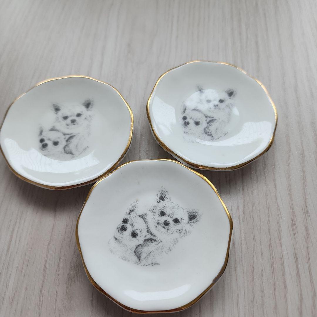 チワワ柄ソルト&ペッパー　ミニ皿ミニカップキーホルダー