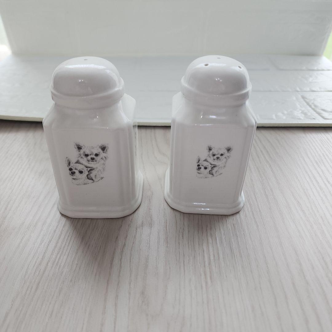 チワワ柄ソルト&ペッパー　ミニ皿ミニカップキーホルダー