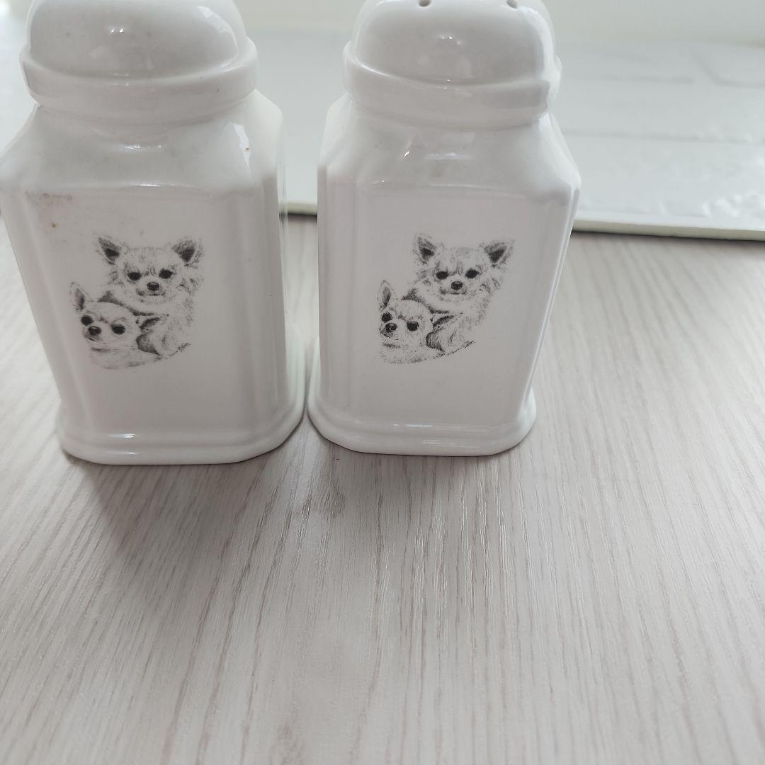 チワワ柄ソルト&ペッパー　ミニ皿ミニカップキーホルダー
