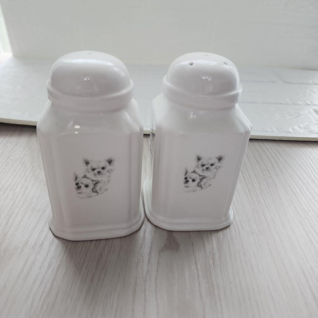 チワワ柄ソルト&ペッパー　ミニ皿ミニカップキーホルダー