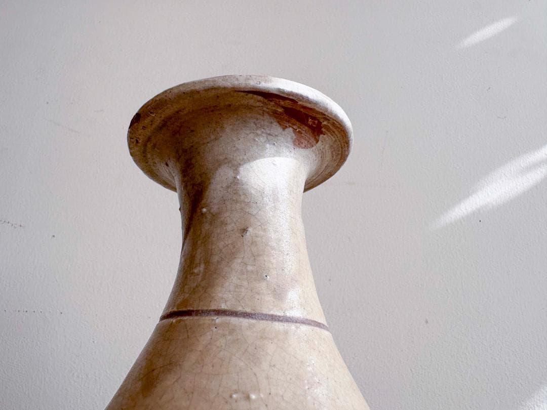 李朝　鉄絵壺　鶏龍山　花器　一輪挿し