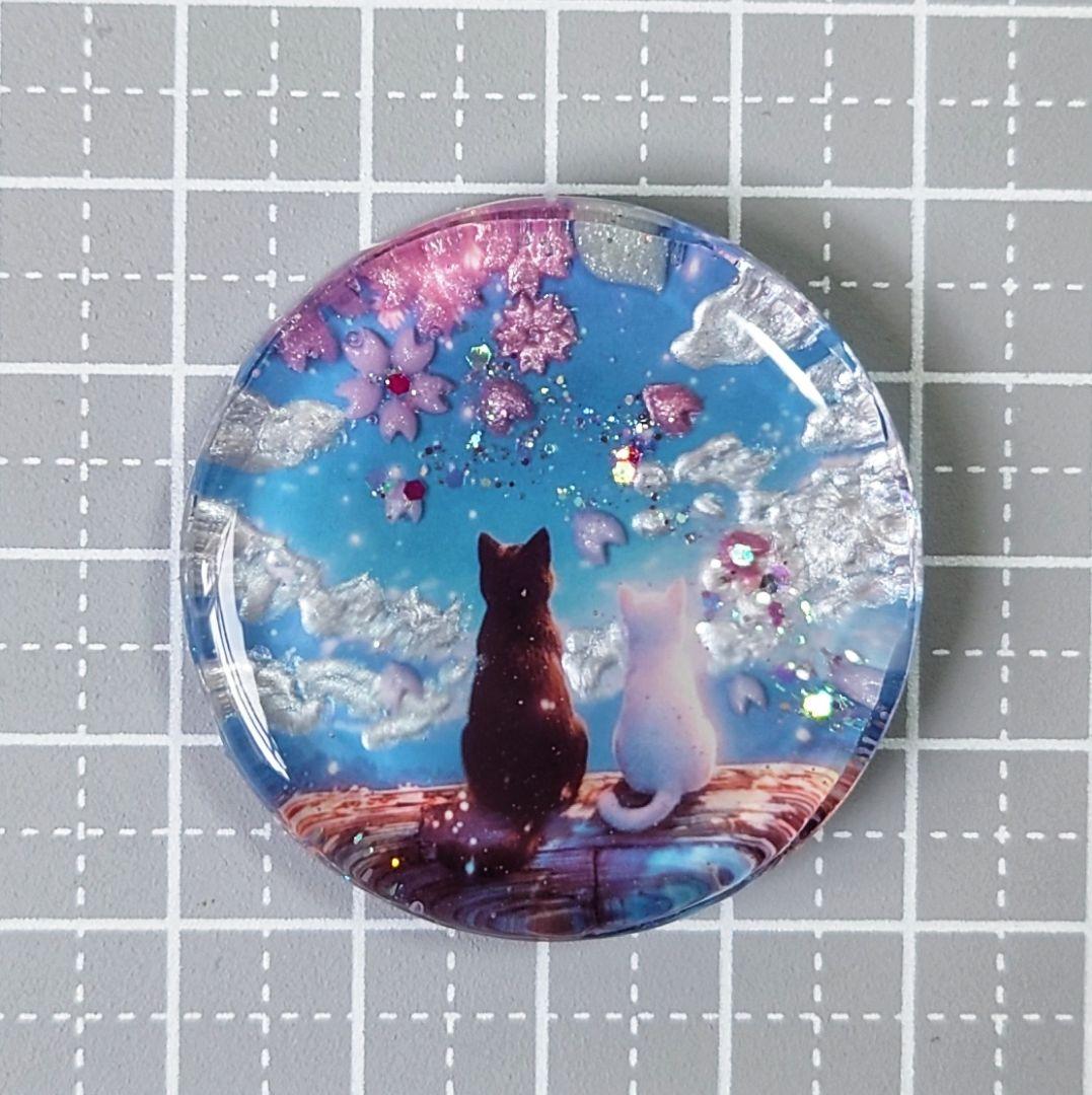 レジン　猫　ヘアゴム　ブローチ　ポニーフック　No.594