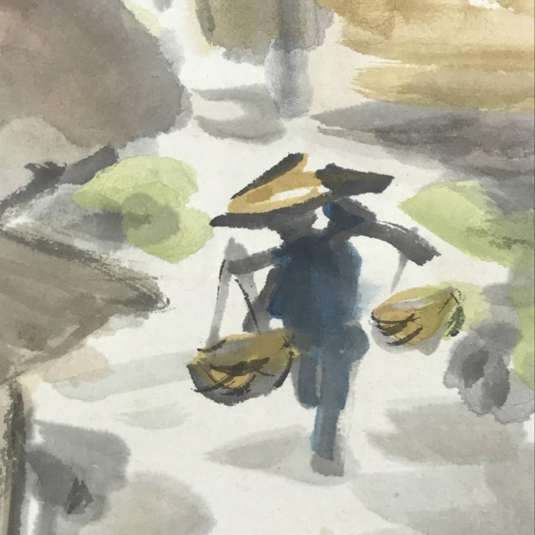 【真作】正風/田家の春図/山水図/春景山村図/横物/掛軸/名家伝来/AD-228