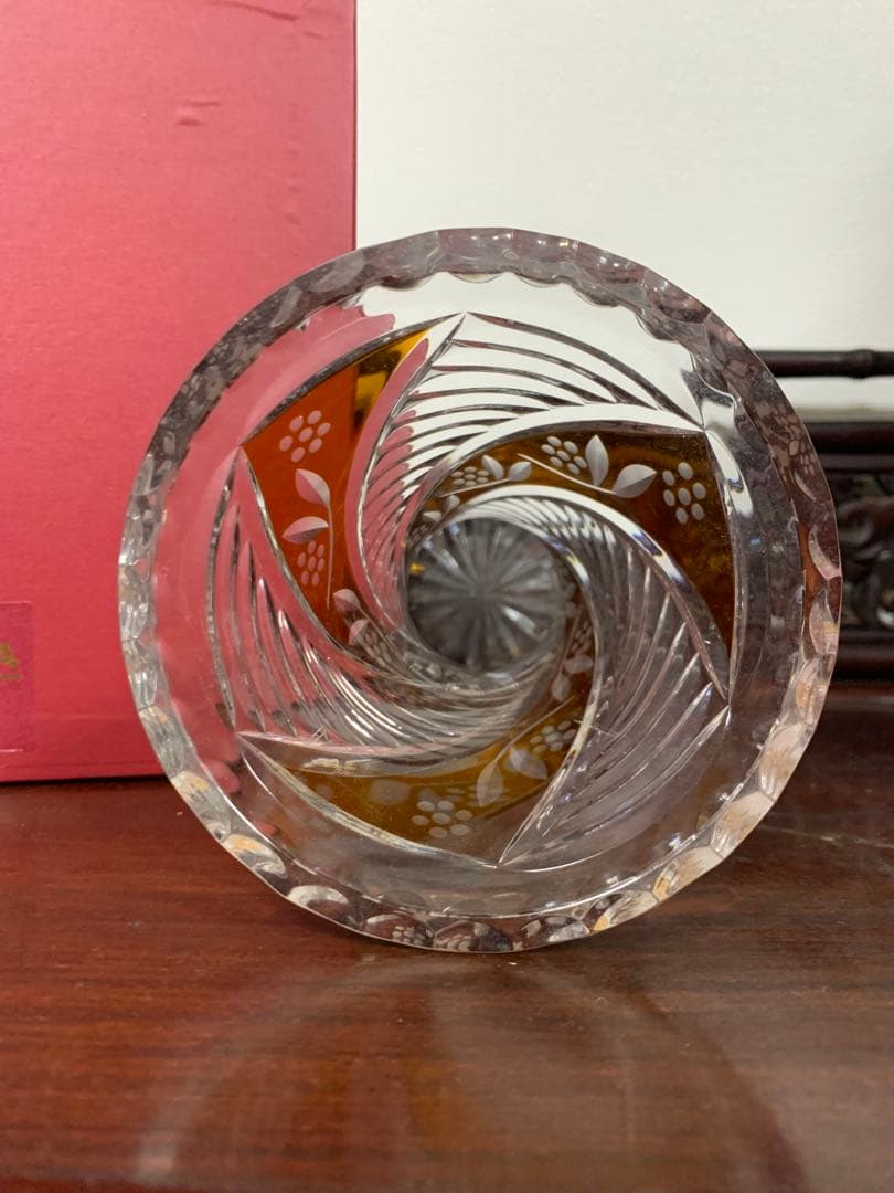 POLONIA ポロニア 切子 花瓶 フラワーベース 花器 クリスタルガラス