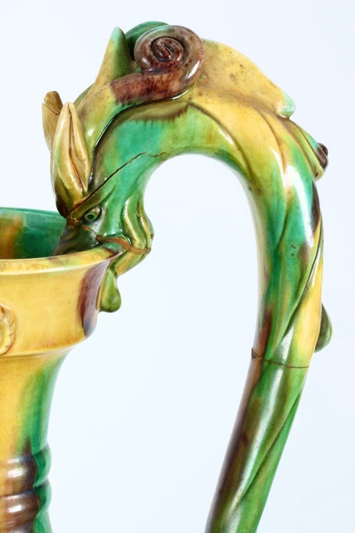 十三代 横石嘉助 長崎三彩 龍耳壺 高さ42cm 大型花瓶 飾壺 古美術 骨董品