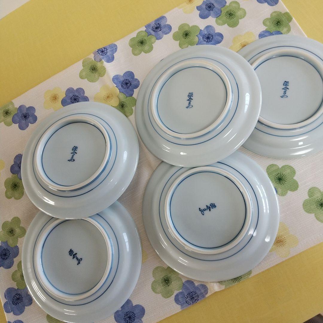 源右衛門窯⭐️染錦渕菊花 銘々皿 五枚組