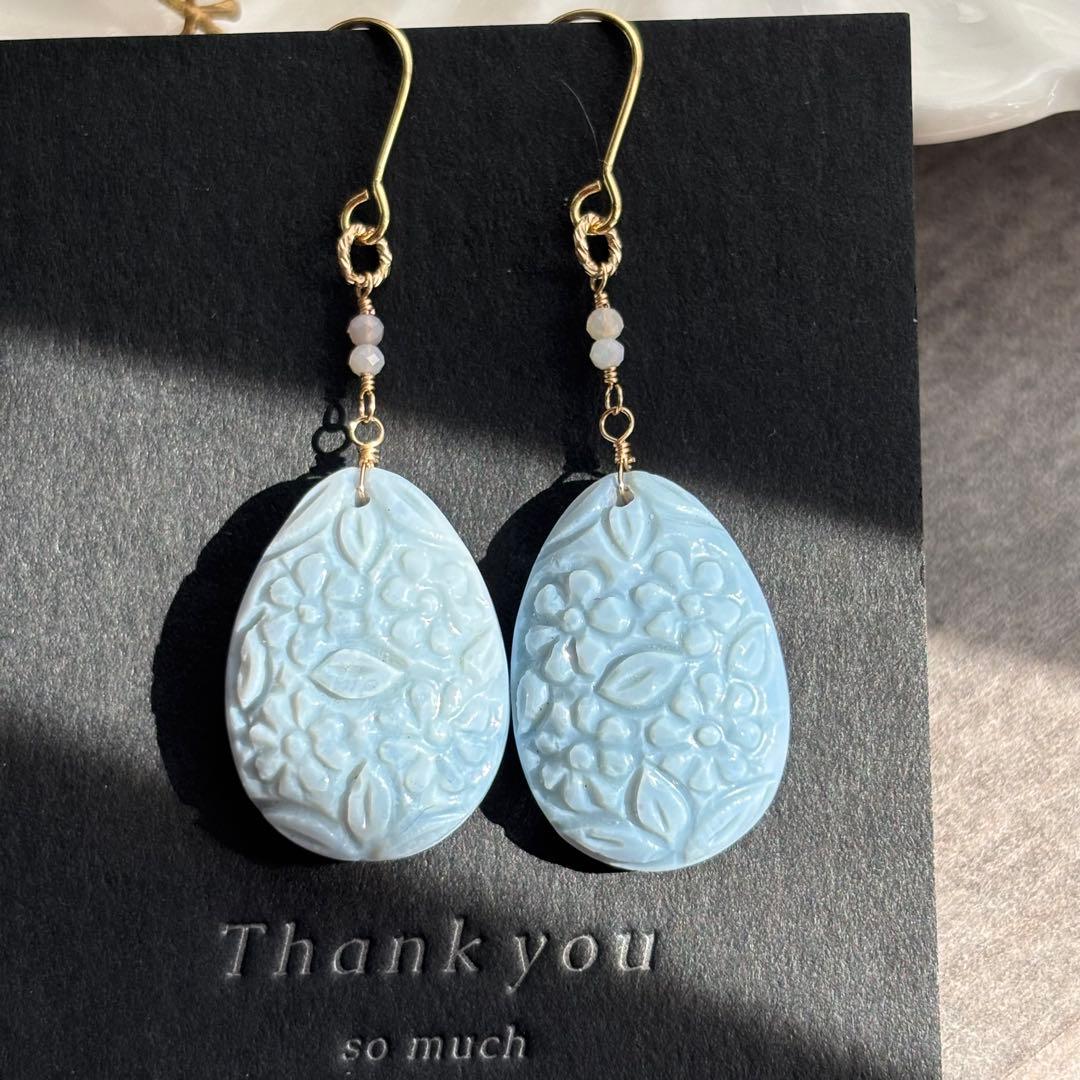 【専用です】14kgfブルーオパール✴︎フラワーガーデンカービングP260他