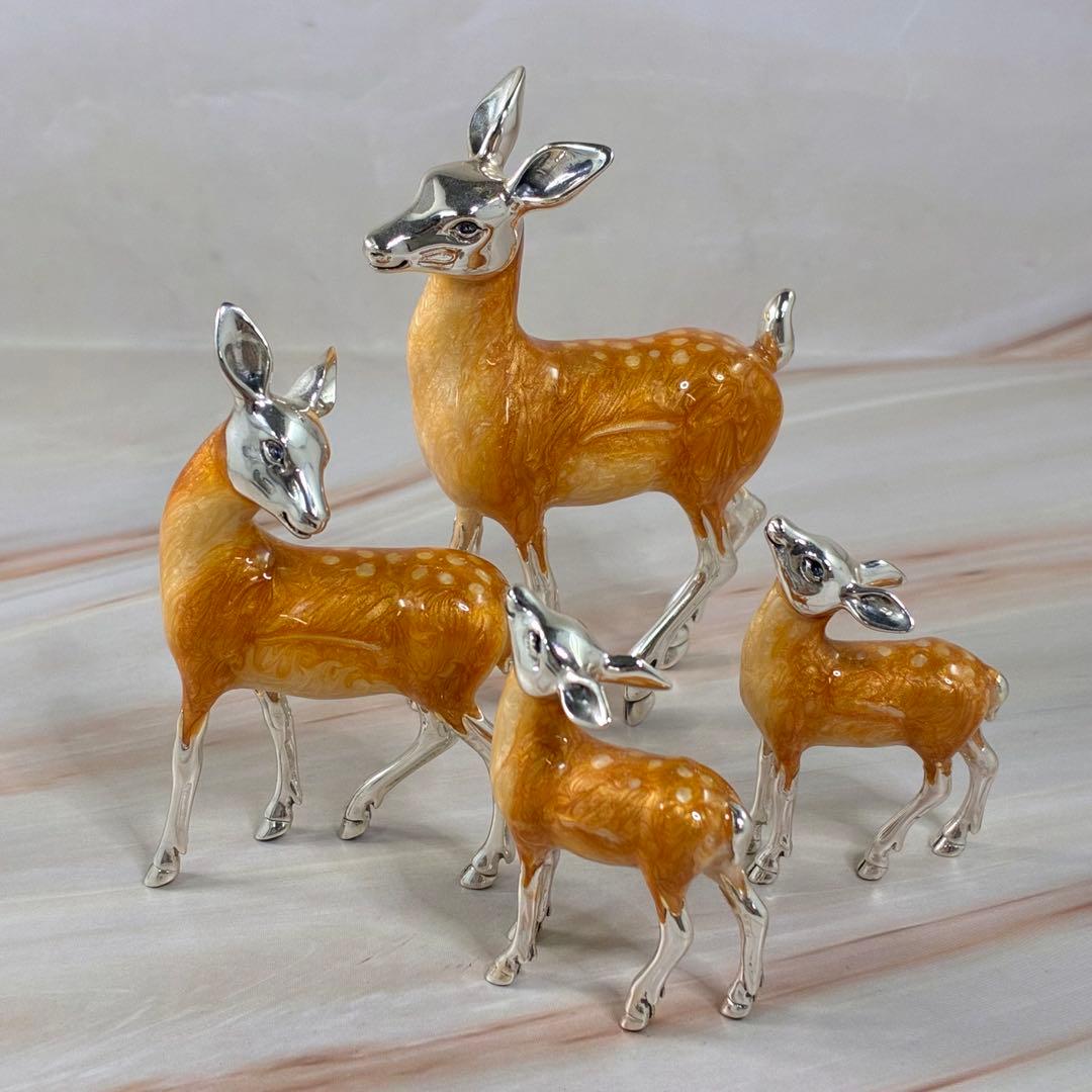 サツルノ Saturno　シルバー925　エナメル　鹿　親子　 置物 サトゥルノ